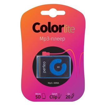  Цифровой аудио плеер Perfeo Color-Lite, голубой (PF-A4190) 
