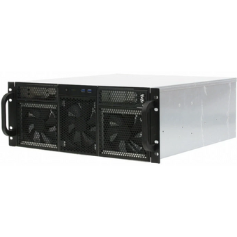  Корпус Procase RE411-D2H14-FC-55 4U, 2x5.25+14HDD, черный, без блока питания, глубина 550мм, MB CEB 12"x10,5", панель вентиляторов 3*120x25 PW 