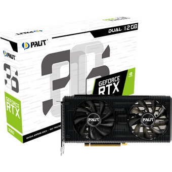  Видеокарта PALIT GeForce RTX3060 (NE63060019K9-190AD) Dual RGB 12GB 192bit GDDR6 (1320-1777/15000) HDMI 2.0/3xDP (2 years warranty) 