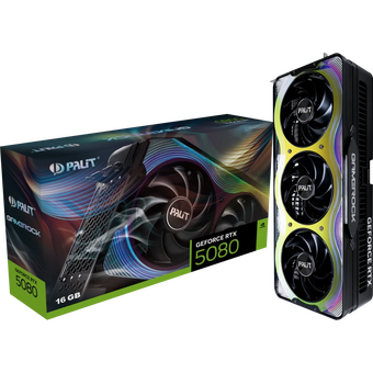  Видеокарта Palit nVidia GeForce RTX 5080 GameRock 16GB (NE75080019T2-GB2030G) (GDDR7/256 bit/3xDP, HDMI) PCI-E RTL 
