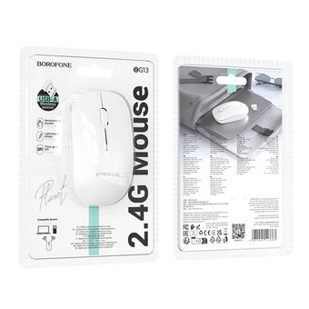  Мышь BOROFONE BG14 Planet 2.4G business wireless mouse белая 