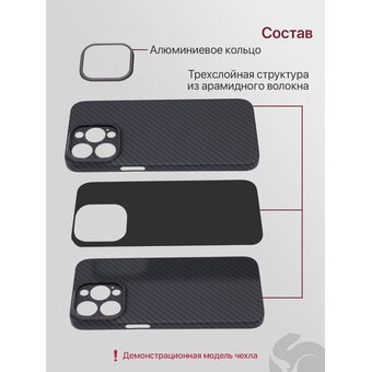  Чехол Carbon Premium на iPhone 16e (2025) в подарочной упаковке, карбоновый, черный с объмным принтом ДРАКОН, с защитным лаковым покрытием (Айфон 16е) 