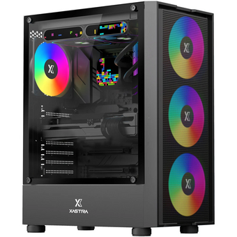  Корпус XASTRA A302 4FRGB Black (A301-BK-FC120FRGB-4F-GL) ATX/Mesh/ tempered glass / 4x120mm FC120-FRGB fans 
