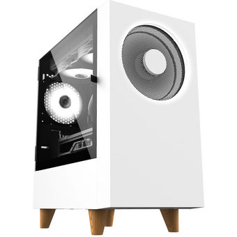  Корпус WIZMAX EM1 Woofer White без БП M-ATX Mini-Tower, TG, 1x160mm + LED, 1xUSB-A 3.0 2.0, mATX, mITX 