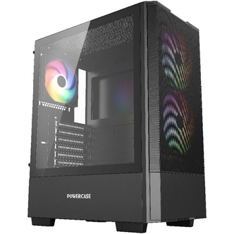  Корпус Powercase Mistral AY3B ARGB (CMAYB-A3), Tempered Glass, 2x 140mm +1x 120mm ARGB Fans, чёрный, ATX 