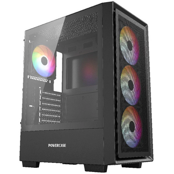  Корпус Powercase Mistral AY4B ARGB (CMAYB-A4), Tempered Glass, 4x 120mm ARGB Fans, чёрный, ATX 