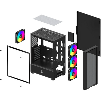  Корпус XASTRA A302 4FRGB Black (A301-BK-FC120FRGB-4F-GL) ATX/Mesh/ tempered glass / 4x120mm FC120-FRGB fans 