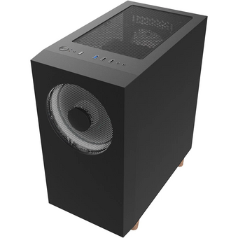  Корпус WIZMAX EM1 Woofer Black без БП M-ATX Mini-Tower, TG, 1x160mm + LED, 1xUSB-A 3.0 2.0, mATX, mITX 