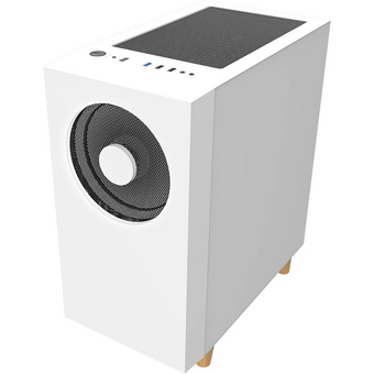  Корпус WIZMAX EM1 Woofer White без БП M-ATX Mini-Tower, TG, 1x160mm + LED, 1xUSB-A 3.0 2.0, mATX, mITX 