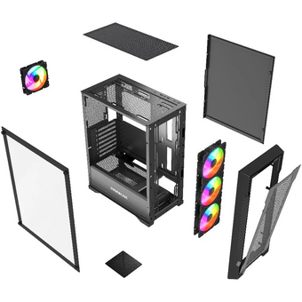  Корпус Powercase Mistral X4B (CMXB-L4), Tempered Glass, 4x 120mm FRGB Fans, чёрный, ATX 