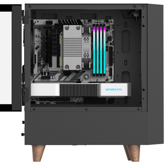  Корпус WIZMAX EM1 Woofer Black без БП M-ATX Mini-Tower, TG, 1x160mm + LED, 1xUSB-A 3.0 2.0, mATX, mITX 
