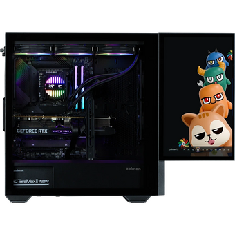  Корпус ZALMAN Z10 DS, ATX, Black, Window, built-in 15.6-inch FHD display, 2x3.5", 2x2.5", 2xUSB3.0, 1xUSB 3.1 Type-C, Front 2x120mm, Rear 1x120mm ARGB 