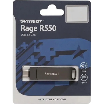  USB-флешка Patriot Rage R550 (PE32GR550DSAD) 32Gb USB 3.2 Gen 1 Swing Type-A+C black 