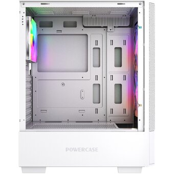  Корпус Powercase Mistral AY3W ARGB (CMAYW-A3), Tempered Glass, 2x 140mm +1x 120mm ARGB Fans, белый, ATX 