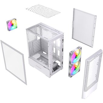  Корпус Powercase Mistral AY3W ARGB (CMAYW-A3), Tempered Glass, 2x 140mm +1x 120mm ARGB Fans, белый, ATX 