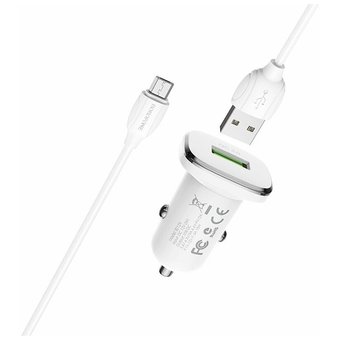  АЗУ Borofone BZ18 single port QC3.0+Micro cable, white 