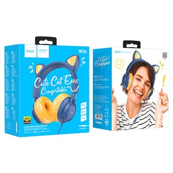  Наушники полноразмерные HOCO W36 Cat ear headphones with mic, dream blue 