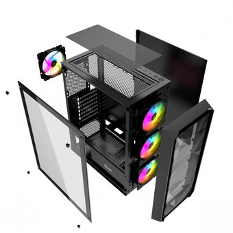  Корпус Powercase Mistral Edge, Tempered Glass, 4x 120mm 5-color fan, чёрный, ATX (CMIEB-L4) 