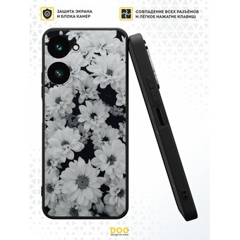  Силиконовый чехол DesignOnCase для Realme 10 Pro (5G) (Риалми 10 Про 5Джи), Ромашки ч/б 