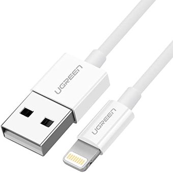 Кабель UGreen US155 (20728) USB-A Male to Lightning Male Cable Nickel Plating ABS Shell 1 м белый 