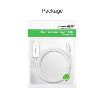 Кабель UGreen MM121 (30841) USB Type C to HDMI Cable Male to Male ABS Case 1,5 м белый 