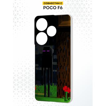  Силиконовый чехол DesignOnCase для Poco F6 (Поко Ф6), Майнкрафт эндер мен 