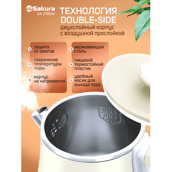  Электрочайник Sakura SA-2186W бел 