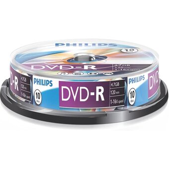  Диск DVD-R Philips DM4S6B10F/97 4.7Gb, 16x, Cake Box (10) 