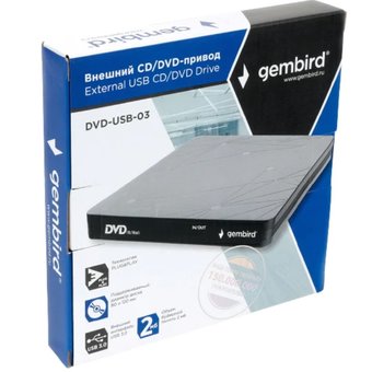  Оптический привод Gembird DVD-USB-03 USB 3.0 пластик, черный 