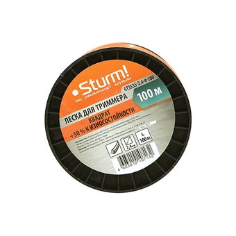  Леска для триммера Sturm! GT3535-24-4-100 (d-24мм, l-100м, квадрат, оранж, бобина) 