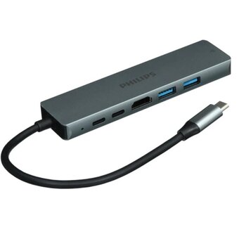  Разветвитель Philips SWV6116G/59 USB С-HDMI+USB A+USB C+LAN 6в1 длина кабеля 10см 