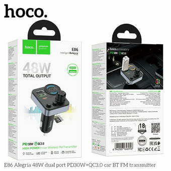  АЗУ Bluetooth HOCO E86 Alegria 48W dual port PD30W+QC3.0 черный 