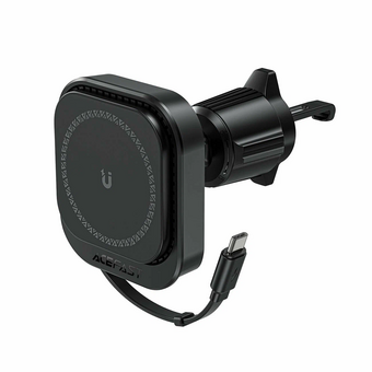  АЗУ ACEFAST D32 Magnetic Wireless Charging Car Holder With Retractable Cable For Air Vent Black 