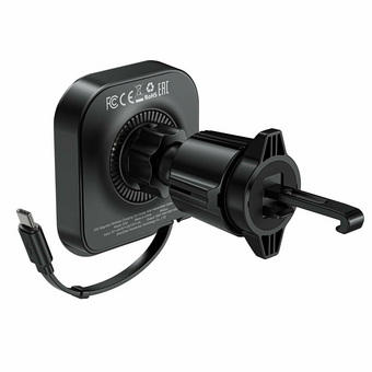  АЗУ ACEFAST D32 Magnetic Wireless Charging Car Holder With Retractable Cable For Air Vent Black 
