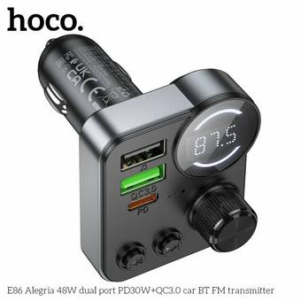 АЗУ Bluetooth HOCO E86 Alegria 48W dual port PD30W+QC3.0 черный 