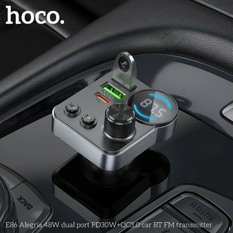  АЗУ Bluetooth HOCO E86 Alegria 48W dual port PD30W+QC3.0 черный 