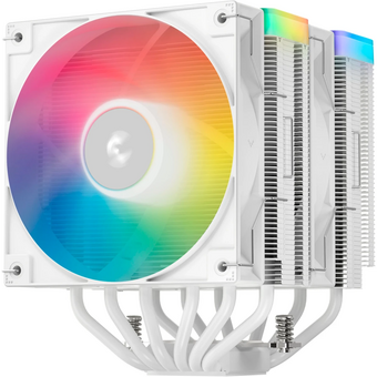  Кулер DEEPCOOL AG620 WH ARGB V2 LGA20XX/1700/1200/115X/AM5/AM4 (TDP 260W, PWM, ARGB Dual Fan 120mm, 6 тепл. трубок, белый) Ret 