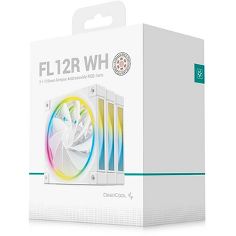  Вентилятор DEEPCOOL FL12R WH-3 in 1 120x120x25мм (PWM, ARGB, белый, 500-2150об/мин) Color Box 