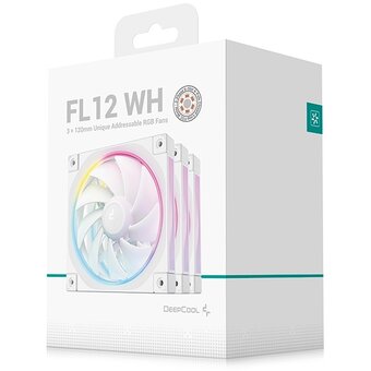  Вентилятор DEEPCOOL FL12 WH-3 in 1 120x120x25мм (PWM, ARGB, белый, 500-2150об/мин) Color Box 