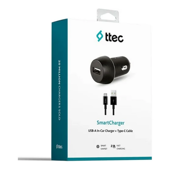  АЗУ TTEC 2CKS20CS SmartCharger In-Car Charger 2.1A + USB-C Cable Black 