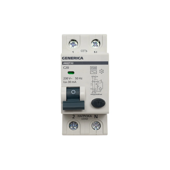  Дифавтомат IEK АВДТ 32 Generica (MAD25-5-020-C-30) 20A тип C 4.5kA 30мА AC 2П 230В серый 