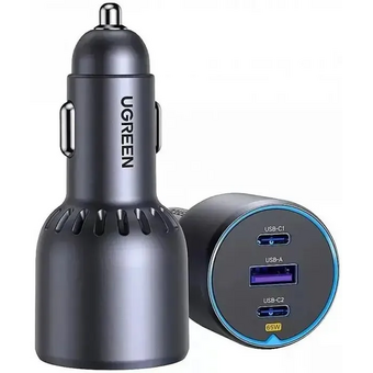  Автомобильное ЗУ UGREEN EC703 (35024) 75W 2*USB-C PD 3.0&USB-A w/o Cable Fast Car Charger Gray 