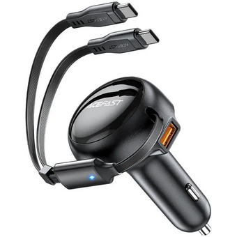  АЗУ ACEFAST AF-B13-BK 53W 2-in-1 USB-A/2*USB-C car charger with retractable cable Black 
