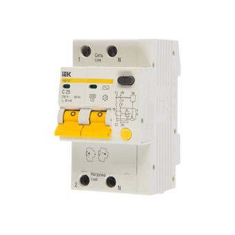  Дифавтомат IEK АД12М (MAD12-2-025-C-030) 25A тип C 4.5kA 30мА A 2П 230В белый 