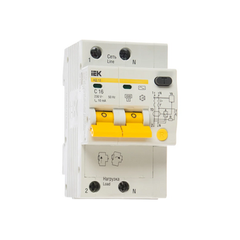  Дифавтомат IEK АД12 (MAD10-2-016-C-010) 16A тип C 4.5kA 10мА AC 2П 230В белый 
