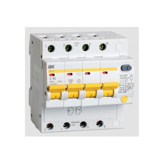  Дифавтомат IEK АД14 (MAD10-4-040-C-030) 40A тип C 4.5kA 30мА AC 4П 400В белый 