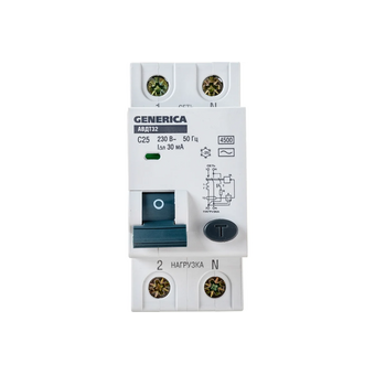  Дифавтомат IEK АВДТ 32 Generica (MAD25-5-025-C-30) 25A тип C 6kA 30мА AC 2П 230В серый 