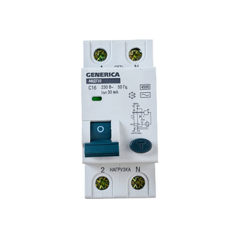  Дифавтомат IEK АВДТ 32 Generica (MAD25-5-016-C-30) 16A тип C 6kA 30мА AC 2П 230В серый 