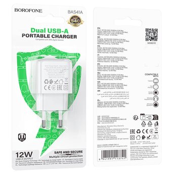  СЗУ BOROFONE BAS41A Potential dual-port iP белый 