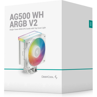  Кулер DEEPCOOL AG500 WH ARGB V2 LGA1700/1200/115X/AM5/AM4 (TDP 240W, PWM, ARGB Fan 120mm, 5 тепл. трубок, белый) Ret 